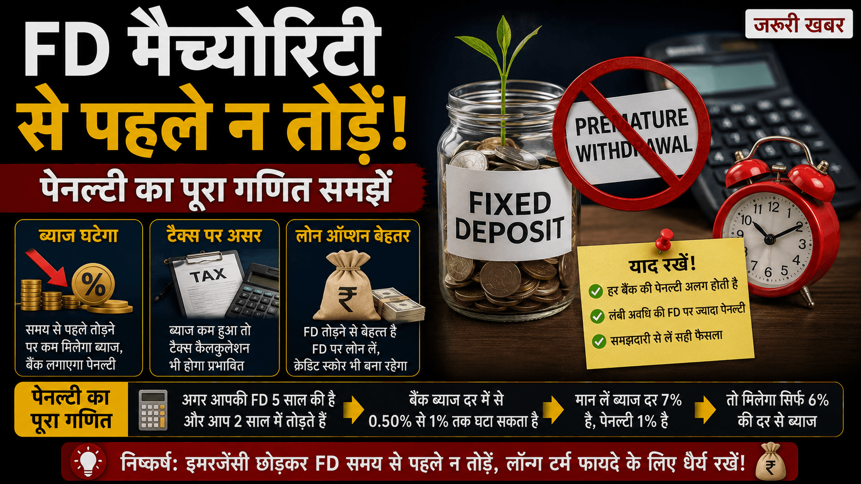 FD मैच्योरिटी से पहले न तोड़ें