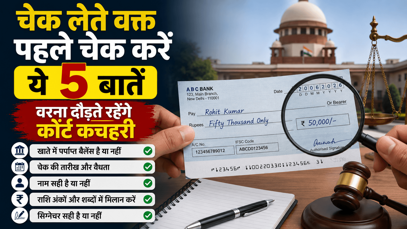 Check 5 Things Before Accepting Cheque